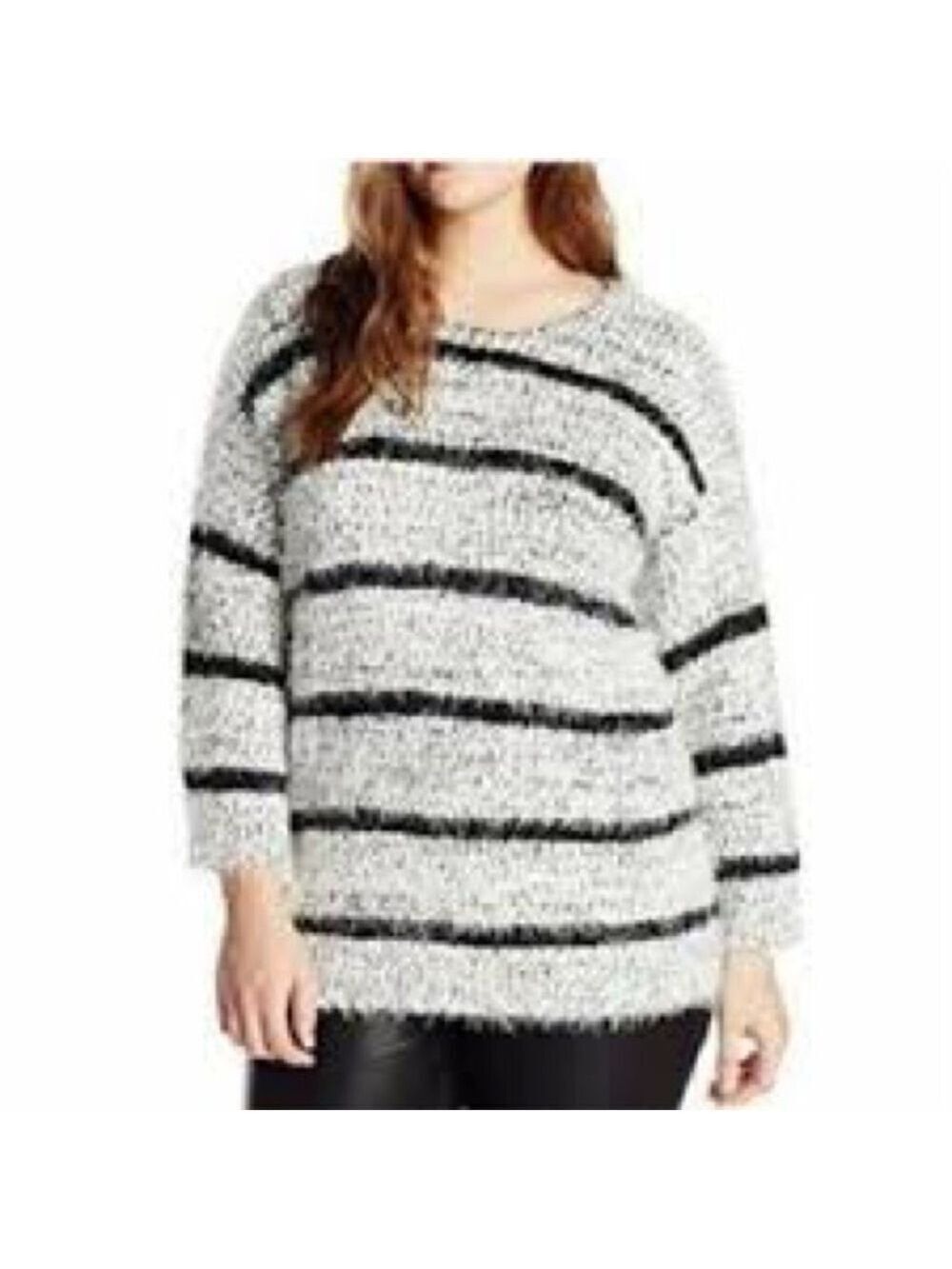 Calvin Klein Black and White Striped Sweater Sz XL